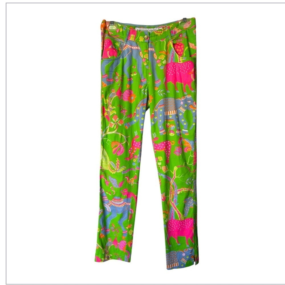 NWT Gretchen Scott Gripe Less Stretch Jeans Animal Kingdom Colorful Size 0/2 - Picture 1 of 13